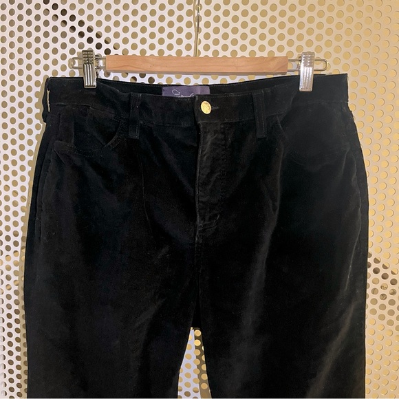 NYDJ The Marilyn Straight Leg Velvet Jeans Size 12 in Black Inseam 32” - Picture 3 of 17